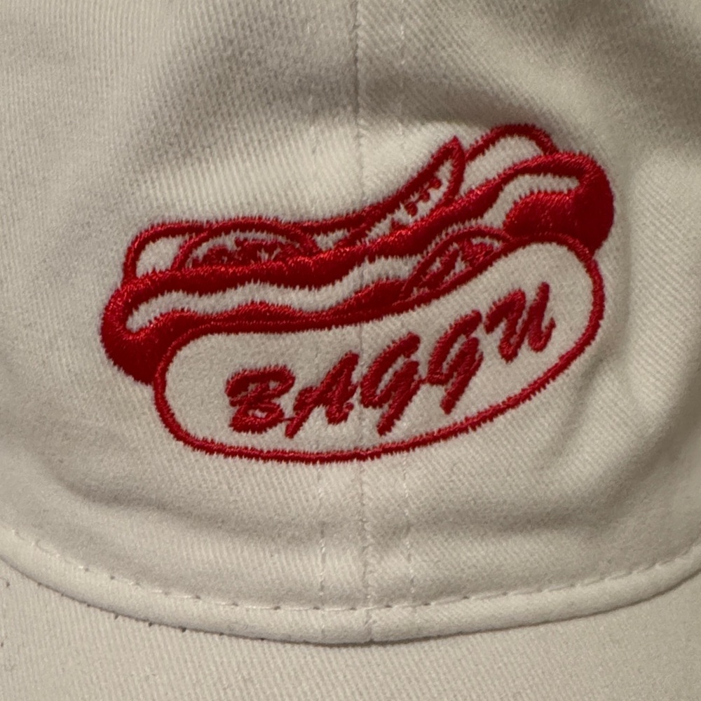 Baggu Chicago Hot Dog Embroidered White Baseball Hat Cap - Picture 3 of 6